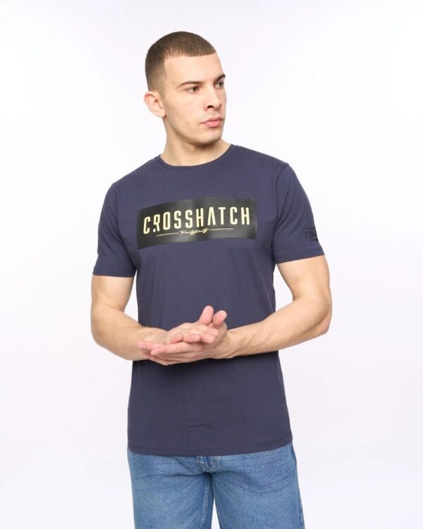 photo_5996999858759339331_y Original Crew Neck T-Shirt Navy Crosshatch