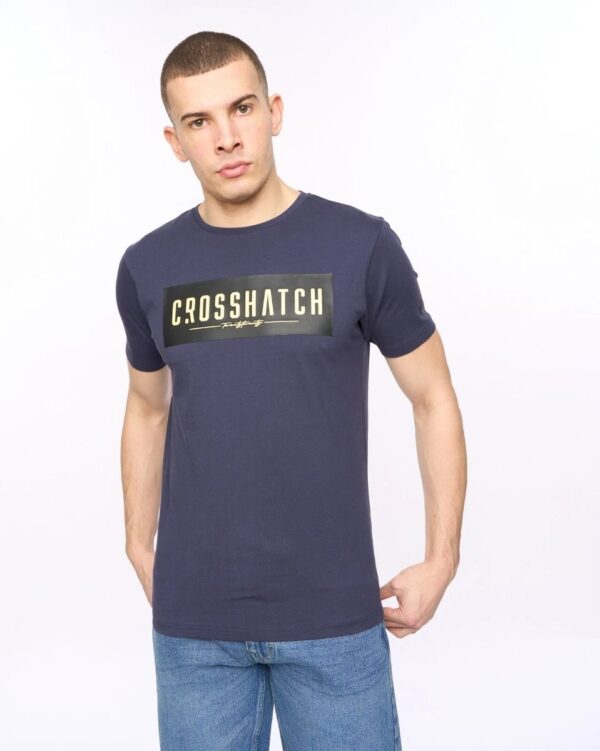 photo_5996999858759339333_y Original Crew Neck T-Shirt Navy Crosshatch