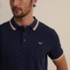 Original Threadbare Navy Herringbone Tipping Detail Pique Polo Shirt