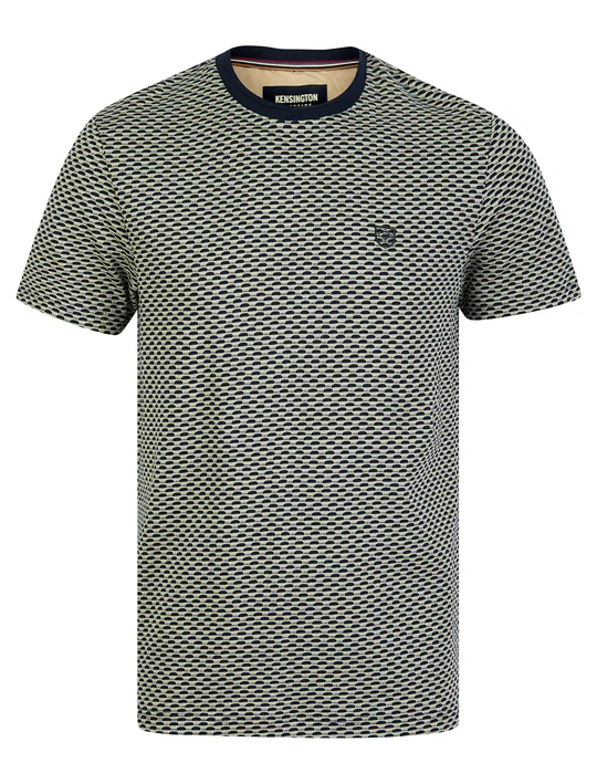 Original Wilditch Jacquard Weave Cotton Crew Neck T-Shirt in Sky Captain Navy - Kensington Eastside