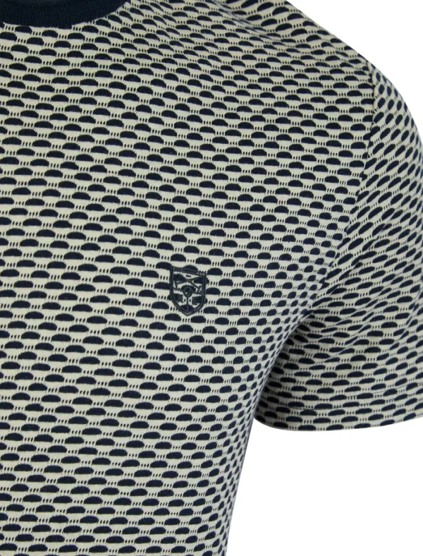 Original Wilditch Jacquard Weave Cotton Crew Neck T-Shirt in Sky Captain Navy - Kensington Eastside