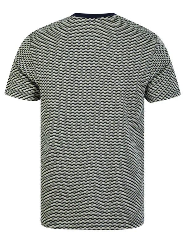 Original Wilditch Jacquard Weave Cotton Crew Neck T-Shirt in Sky Captain Navy - Kensington Eastside