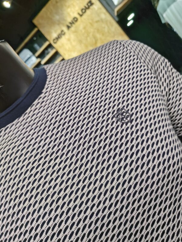Original Wilditch Jacquard Weave Cotton Crew Neck T-Shirt in Sky Captain Navy - Kensington Eastside