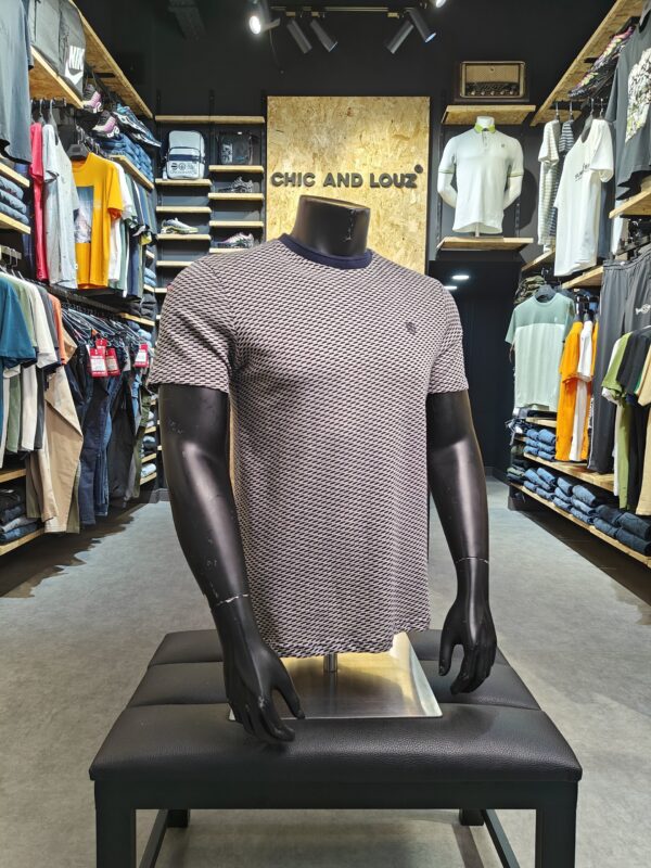 Original Wilditch Jacquard Weave Cotton Crew Neck T-Shirt in Sky Captain Navy - Kensington Eastside